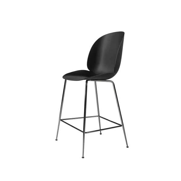 GUBI Tabouret de bar Gubi 3D bas black, structure en acier chromé noir