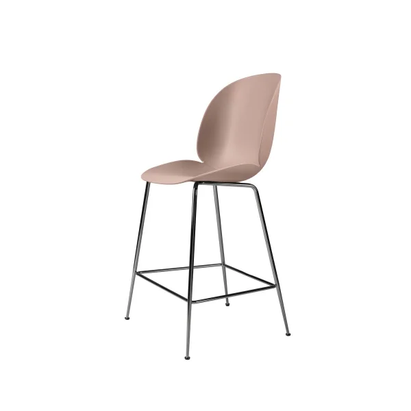 GUBI Tabouret de bar Gubi 3D bas sweet pink, structure en acier chromé noir