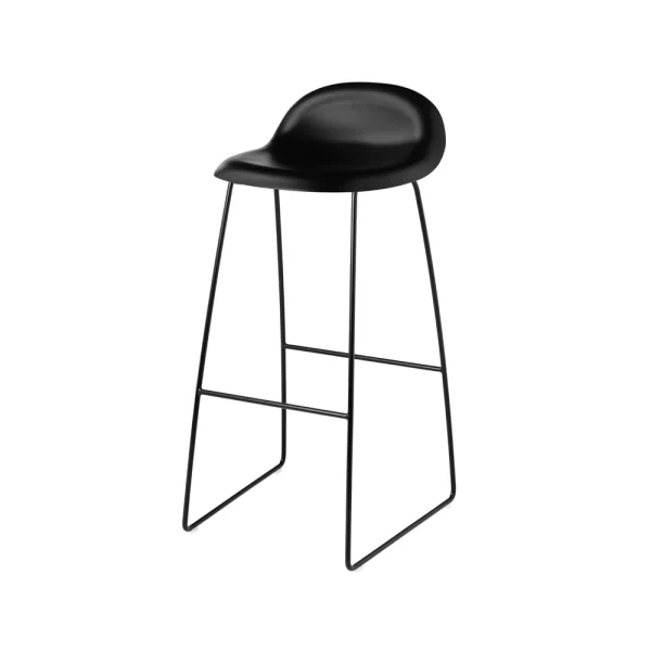 GUBI Tabouret de bar Gubi 3D haut black, pieds luge en acier noir