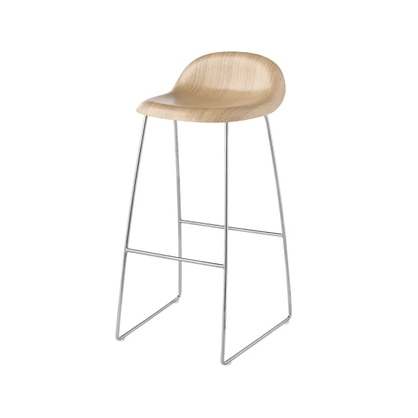 GUBI Tabouret de bar Gubi 3D haut oak matt lacquered, pieds luge en acier chromé