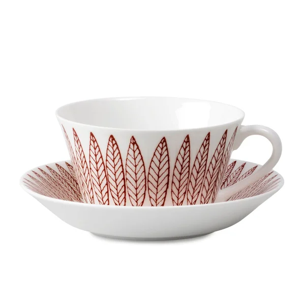Gustavsbergs Porslinsfabrik Ensemble tasse à thé Röd Salix cône Tasse à thé + soucoupe