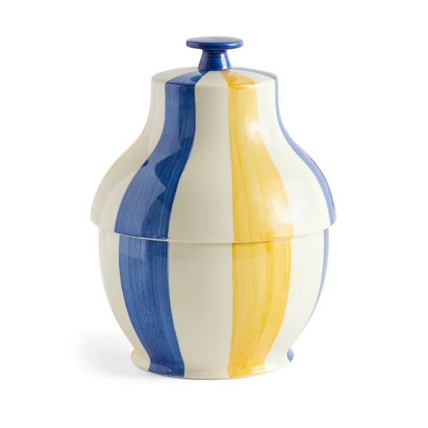 HAY Bocal à petits gâteaux Sobremesa stripe Ø19 cm Blue-yellow