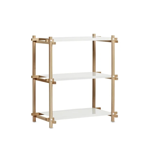 HAY Étagère Woody Column Oak-white lacquered shelf, low