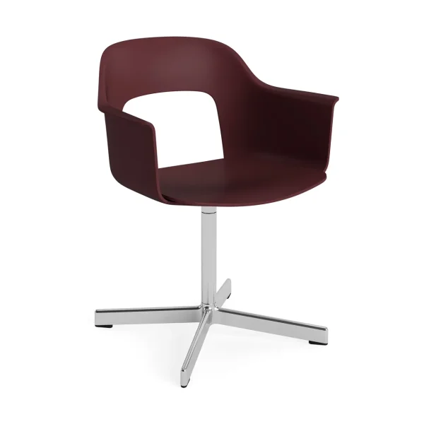 HAY Fauteuil de bureau Layout Armchair 231 Bordeaux aluminium poli base pivotante 4 étoiles