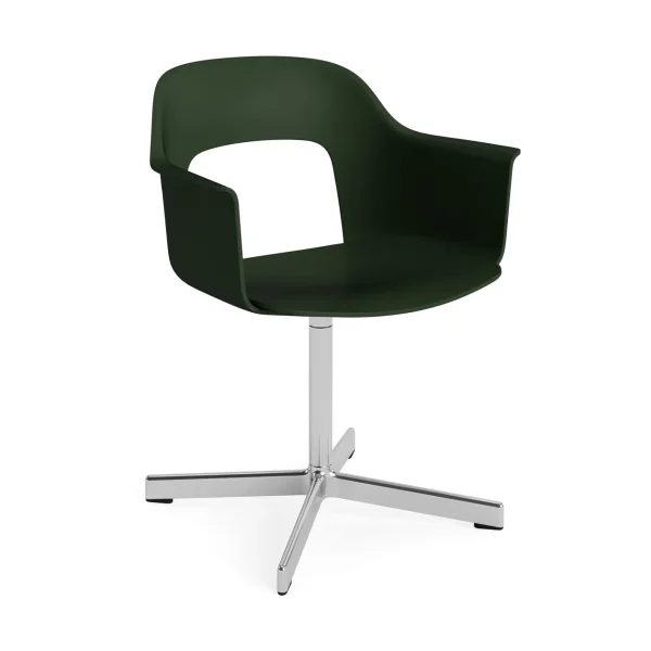 HAY Fauteuil de bureau Layout Armchair 231 Bottle green aluminium poli base pivotante 4 étoiles
