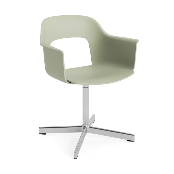 HAY Fauteuil de bureau Layout Armchair 231 Pastel green aluminium poli base pivotante 4 étoiles