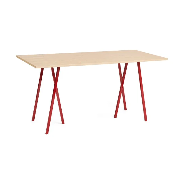 HAY Table à manger Loop Stand 92,5x200 cm Maroon red-clear lacq. oak