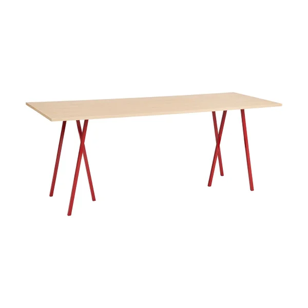 HAY Table à manger Loop Stand 92,5x250 cm Maroon red-clear lacq. oak