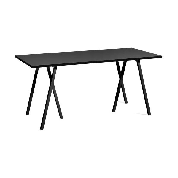 HAY Table à manger Loop Stand incl. support 77,5x160 cm Black-black linoleum-black ash