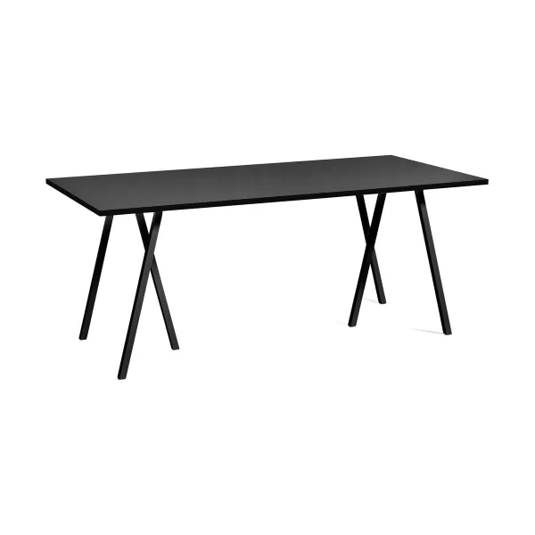 HAY Table à manger Loop Stand incl. support 87,5x180 cm Black-black linoleum-lacq. ash