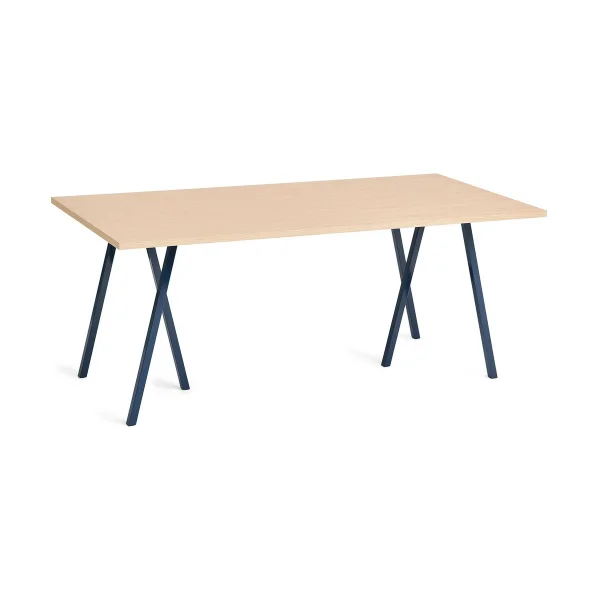 HAY Table à manger Loop Stand incl. support 87,5x180 cm Deep blue-clear lacq. oak