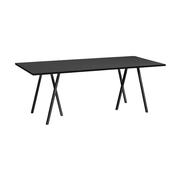 HAY Table à manger Loop Stand incl. support 92,5x200 cm Black-black linoleum-black ash