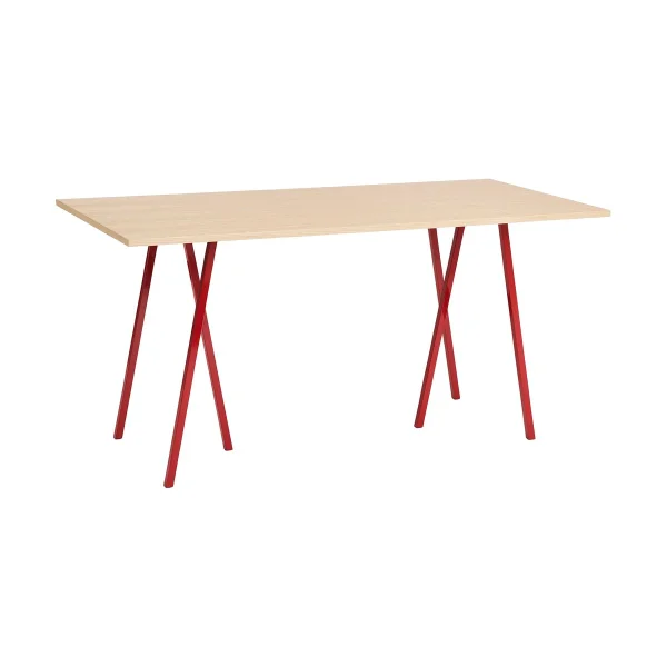 HAY Table à manger Loop Stand incl. support 92,5x200 cm Maroon red-clear lacq. oak