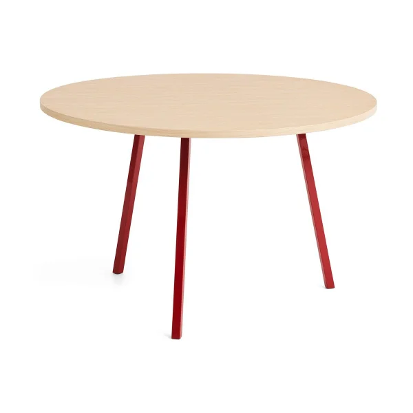 HAY Table à manger Loop Stand Ø120 cm Maroon red-clear lacq. oak