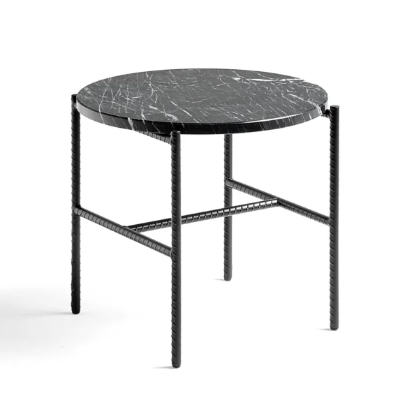 HAY Table d'appoint Rebar Ø45 cm Black marble-black