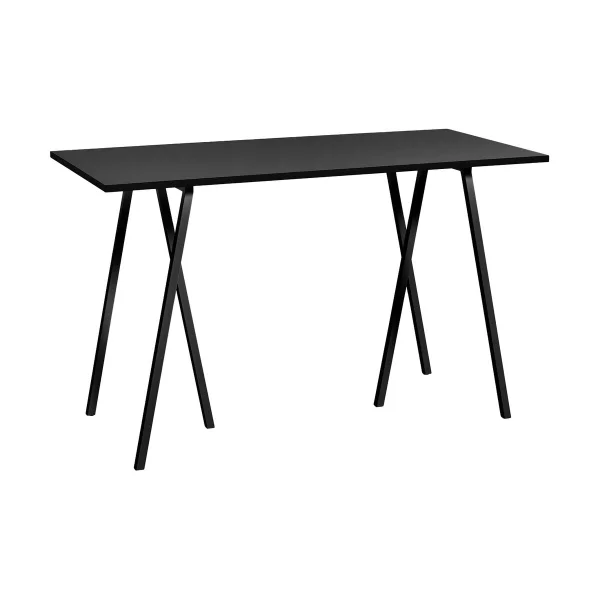 HAY Table de bar Loop Stand incl. support 77,5x160 cm Black-black linoleum-black ash