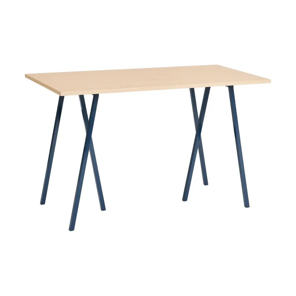 HAY Table de bar Loop Stand incl. support 77,5x160 cm Deep blue-clear lacq. oak