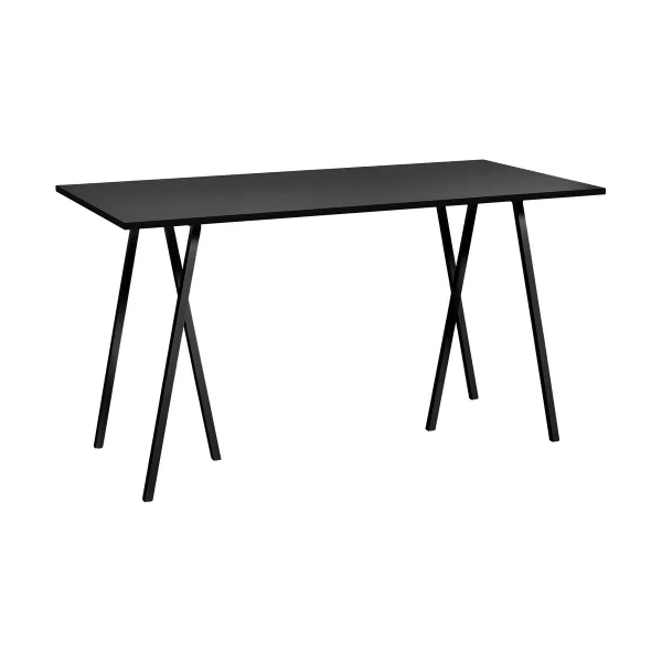 HAY Table de bar Loop Stand incl. support 87,5x180 cm Black-black linoleum-black ash