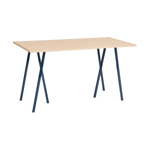 HAY Table de bar Loop Stand incl. support 87,5x180 cm Deep blue-clear lacq. oak