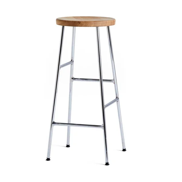 HAY Tabouret de bar Cornet 75 cm Oiled oak-chrome