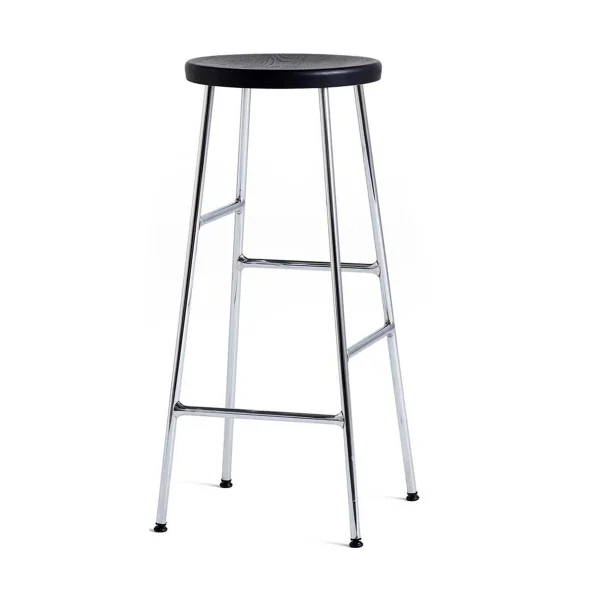 HAY Tabouret de bar Cornet 75 cm Soft black oak-chrome