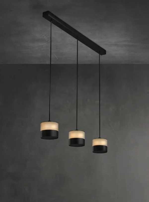 Heatsail Glow - lampe suspendue avec fonction chauffante - 120 x 17 x 150 cm - lot de 3 - IP43 - noir