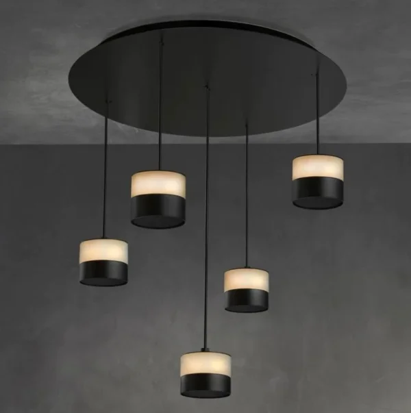 Heatsail Glow - lampe suspendue avec fonction chauffante - ø 17 x 17 x 150 cm - plaque de plafond ronde avec jeu de 5 - IP43 - noir
