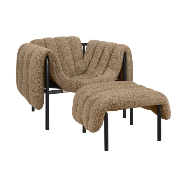 Hem Fauteuil lounge + ottomane Puffy Sawdust-black grey