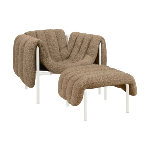 Hem Fauteuil lounge + ottomane Puffy Sawdust-cream