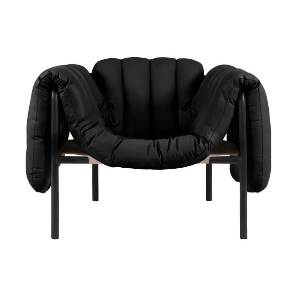Hem Fauteuil lounge Puffy Black leather-black grey