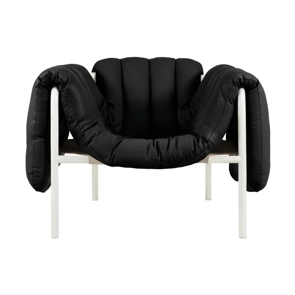 Hem Fauteuil lounge Puffy Black leather-cream