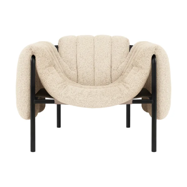 Hem Fauteuil lounge Puffy Eggshell-black grey