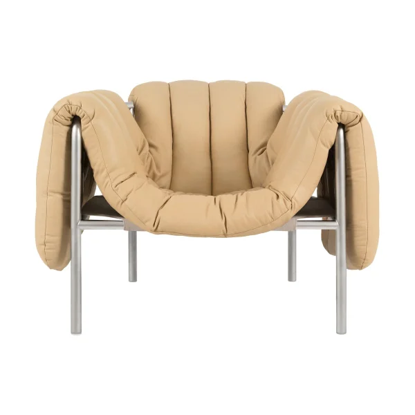 Hem Fauteuil lounge Puffy Sand leather-acier inoxydable