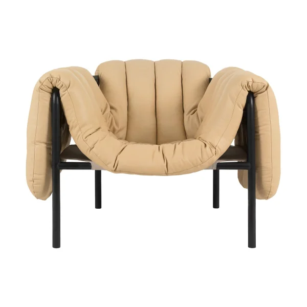 Hem Fauteuil lounge Puffy Sand leather-black grey