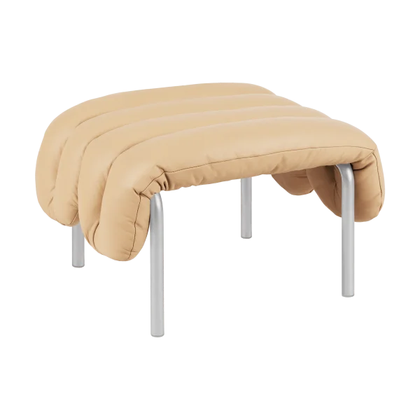Hem Ottomane Puffy 58x67 cm Sand leather-acier inoxydable