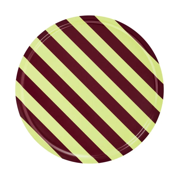 Hem Plateau Stripe Large Ø65 cm Butter-burgundy