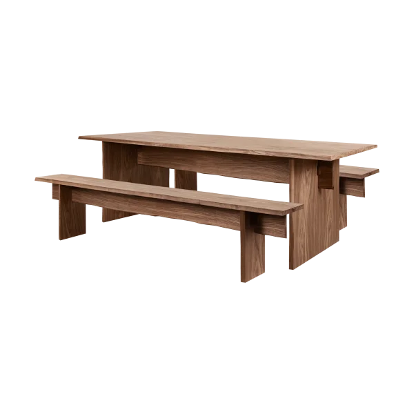 Hem Table à manger Bookmatch avec bancs 220 cm Noyer