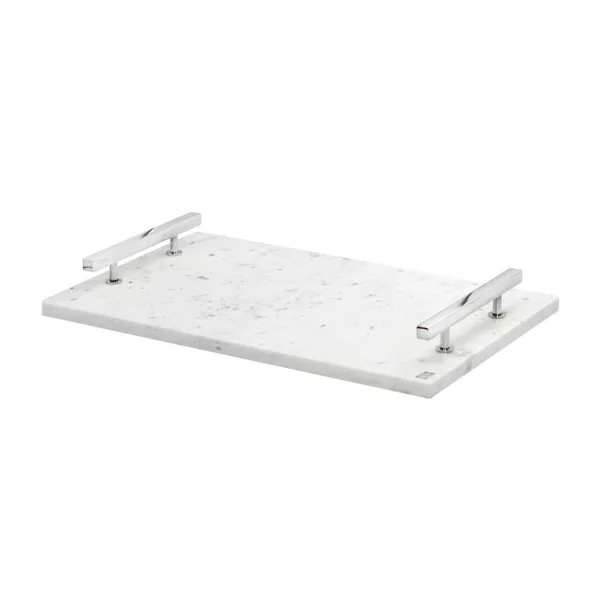 Hilke Collection Plateau Hilke Collection 40,5x25,5 cm Marbre blanc-laiton nickelé