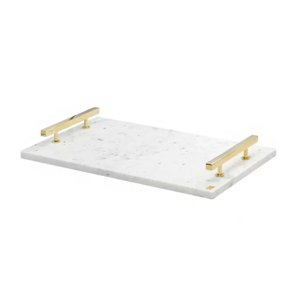 Hilke Collection Plateau Hilke Collection 40,5x25,5 cm Marbre blanc-laiton solide