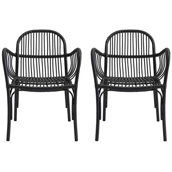 House Doctor Chaise en rotin Brea lot de 2 Noir Noir