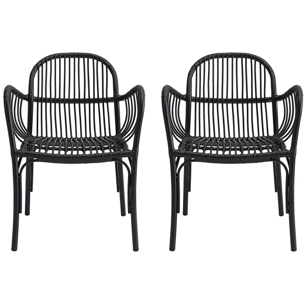 House Doctor Chaise en rotin Brea lot de 2 Noir
