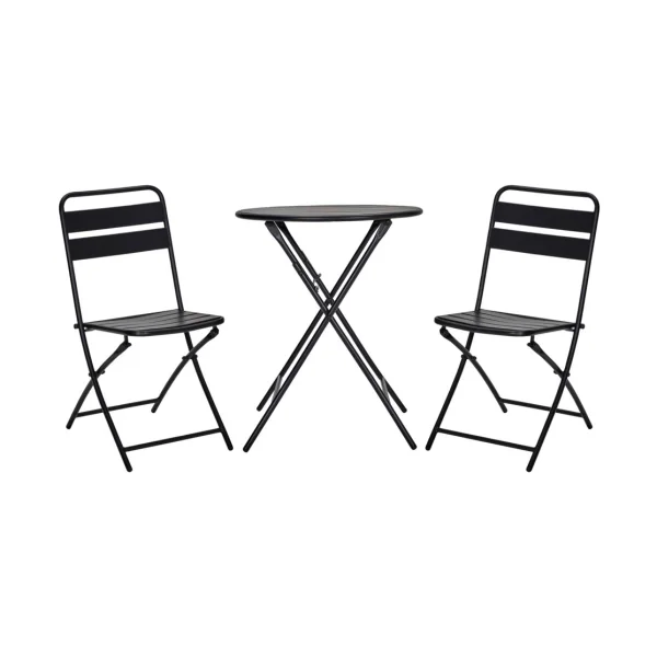 House Doctor Ensemble café Helo avec 2 chaises Noir