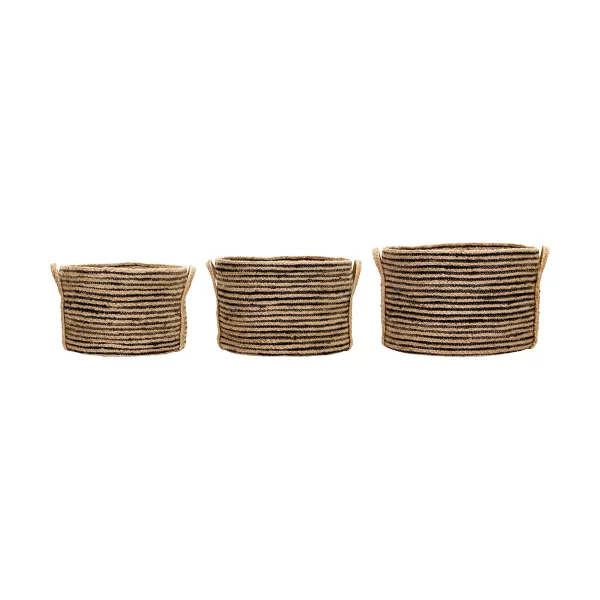 House Doctor Panier de rangement Dungi bas, lot de 3 Noir-naturel