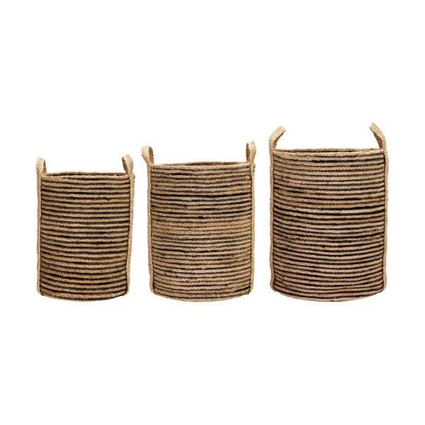 House Doctor Paniers de rangement Dungi, lot de 3 Noir-naturel