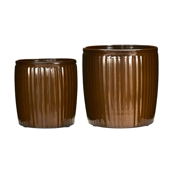 House Doctor Pot Groove 2 pièces small Marron