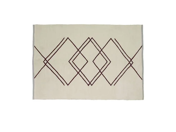 Hübsch - Rhomb Tapis 120x180 White/Burgundy