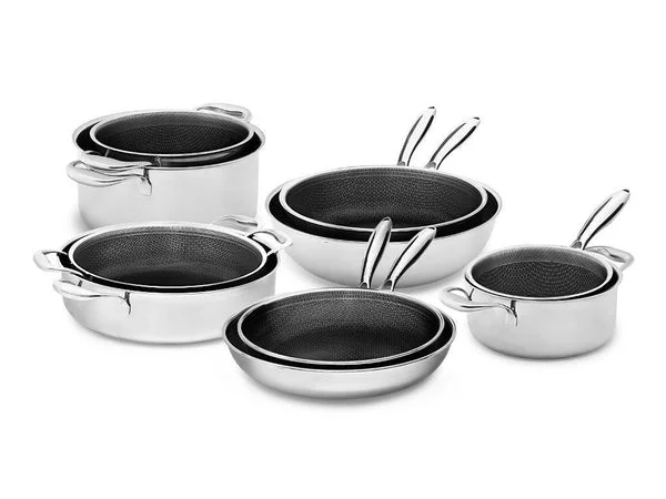 Hybride anti-adhèsive batterie de cuisine - 10 pièces onyx cookware™