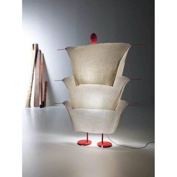 Ingo Maurer - Walking in the Rain Lampadaire Natural White/Red