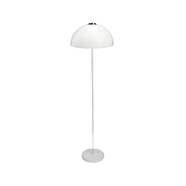 Innolux Lampadaire Kupoli gris, détails métalliques, abat-jour blanc