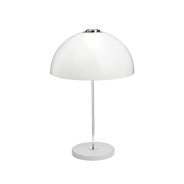 Innolux Lampe de table Kupoli gris, détails métalliques, abat-jour blanc